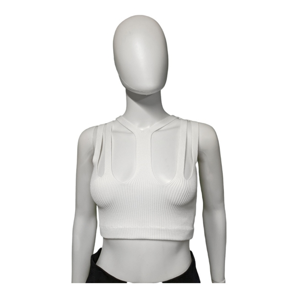 Olivaceous Ribbed Crop Top White S - Picture 3 of 8